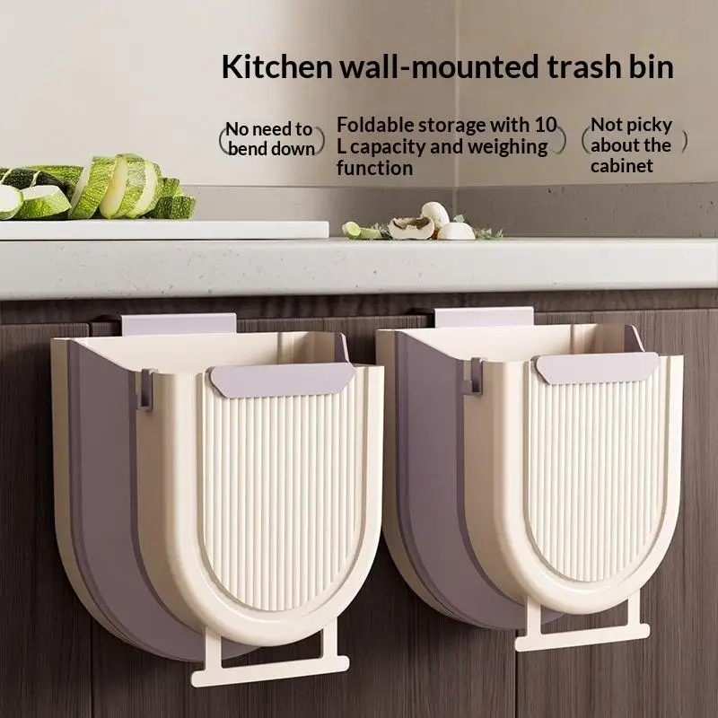 7L Collapsible Hanging Kitchen Trash Can Foldable Under Sink Waste Bin Small Compost Garbage Storage Bin
