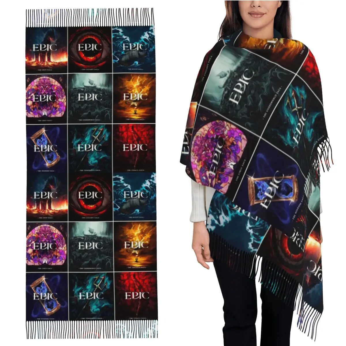 

Epic The Musical Saga, чехлы, шарфы с кисточками, женские мягкие теплые шали и накидки, большая осенне-зимняя шаль
