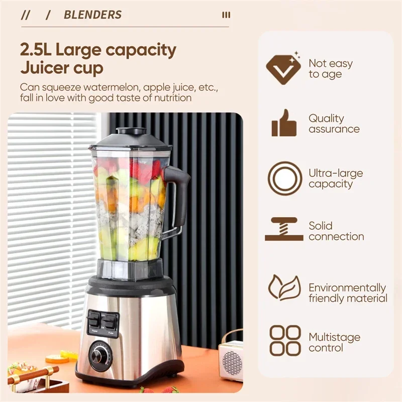 9500W 3 in 1 Powerful Blender Mixer Juicer Smoothie Maker 3L+1.5L+0.5L 3Container Food Processor Blender Mixer for Ice Nut Fruit