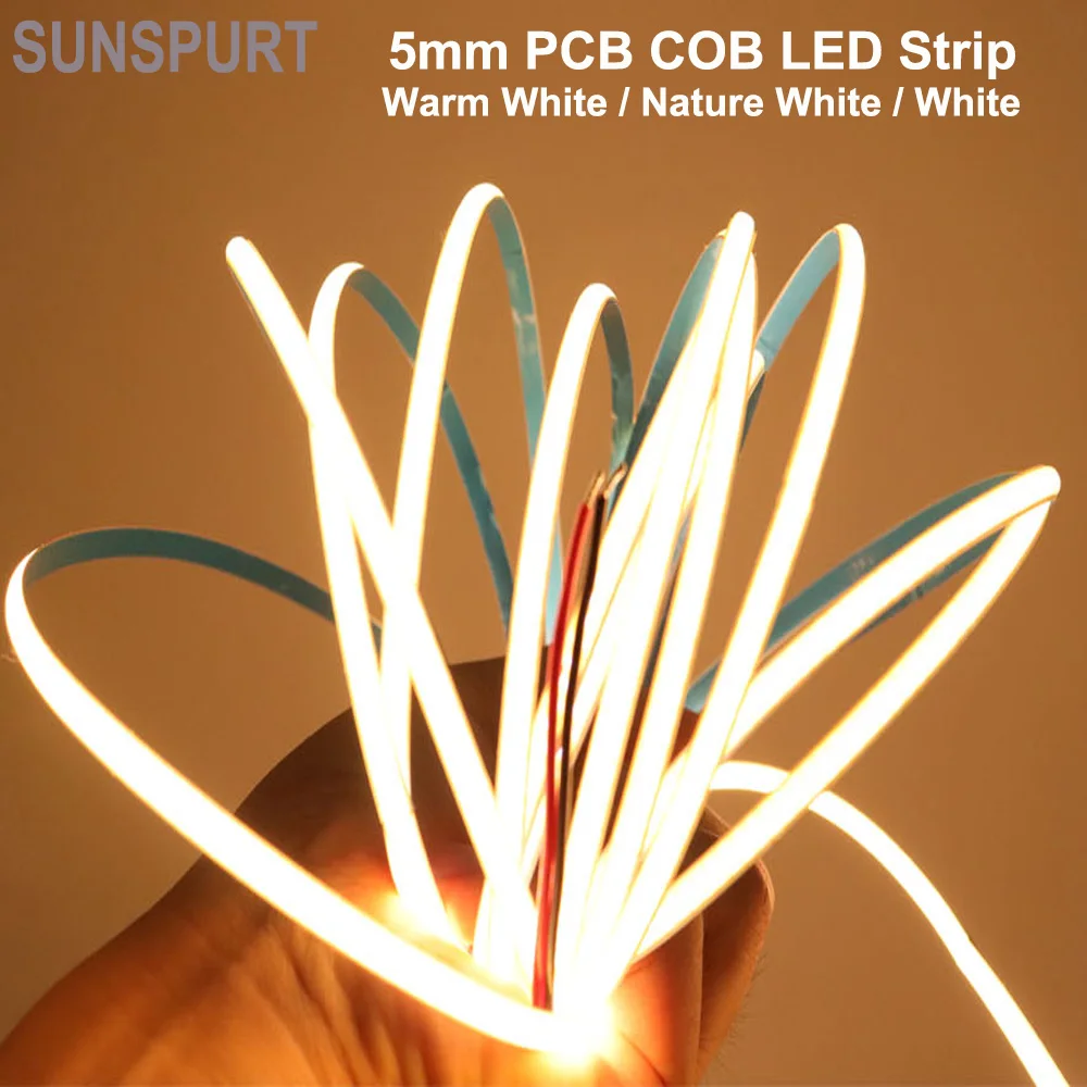 5mm FCOB LED Strip Light 384 LEDs High Density Flexible FOB COB Led Lights 3000K 4000K 6000K Linear Dimmable DC12V/24V