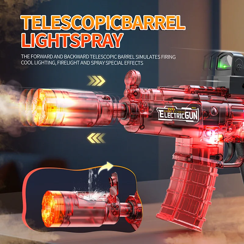 Juegos de disparos para niños, efecto de sonido simulado para fumar y luces Led, pistola eléctrica MP5, juguetes para niños, pistola con Sensor automático