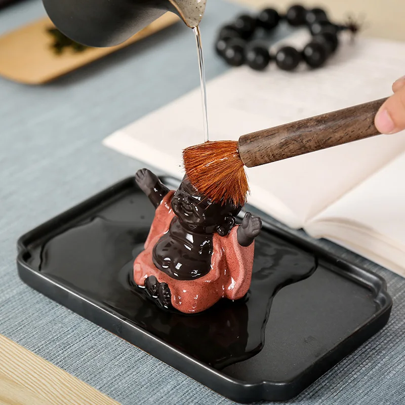 Little Monk Purple Clay Tea Pets,Maitreya Laughing Buddha Ornament,Handmade Boutique Tea Accessories Set,Creative Tea Pet Yixing view 4
