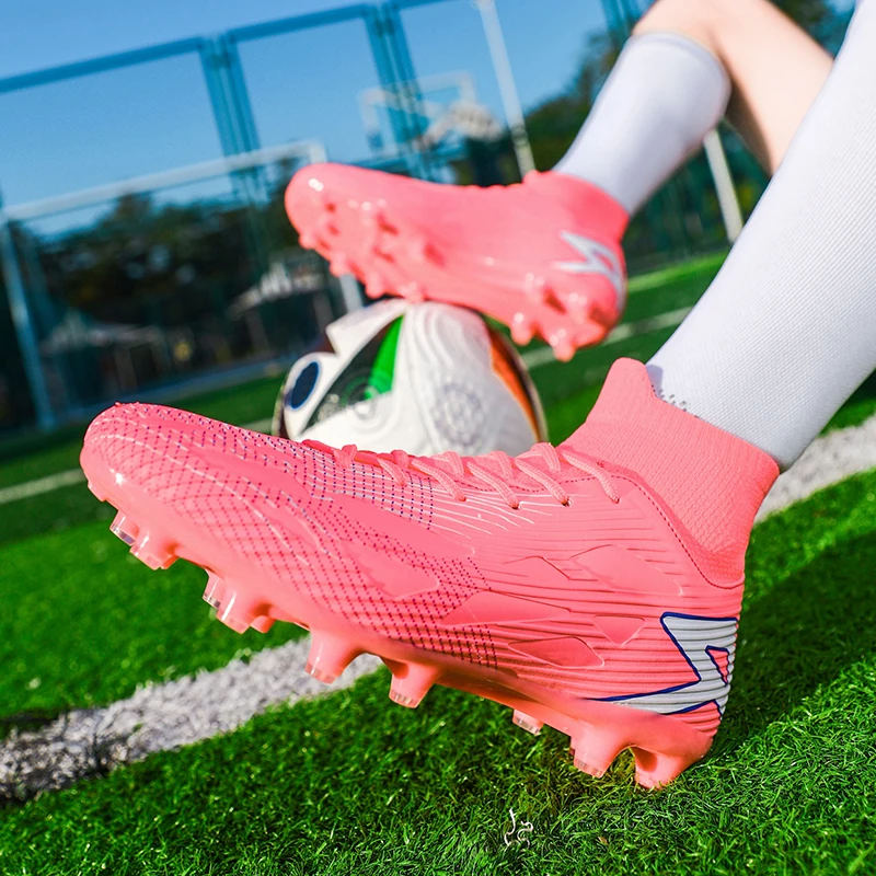 

High Top Football Boots Men's Summer Training Competition Shoes Zapatos Hombre Rubber Sole Sports Footwear And Bag Accessories