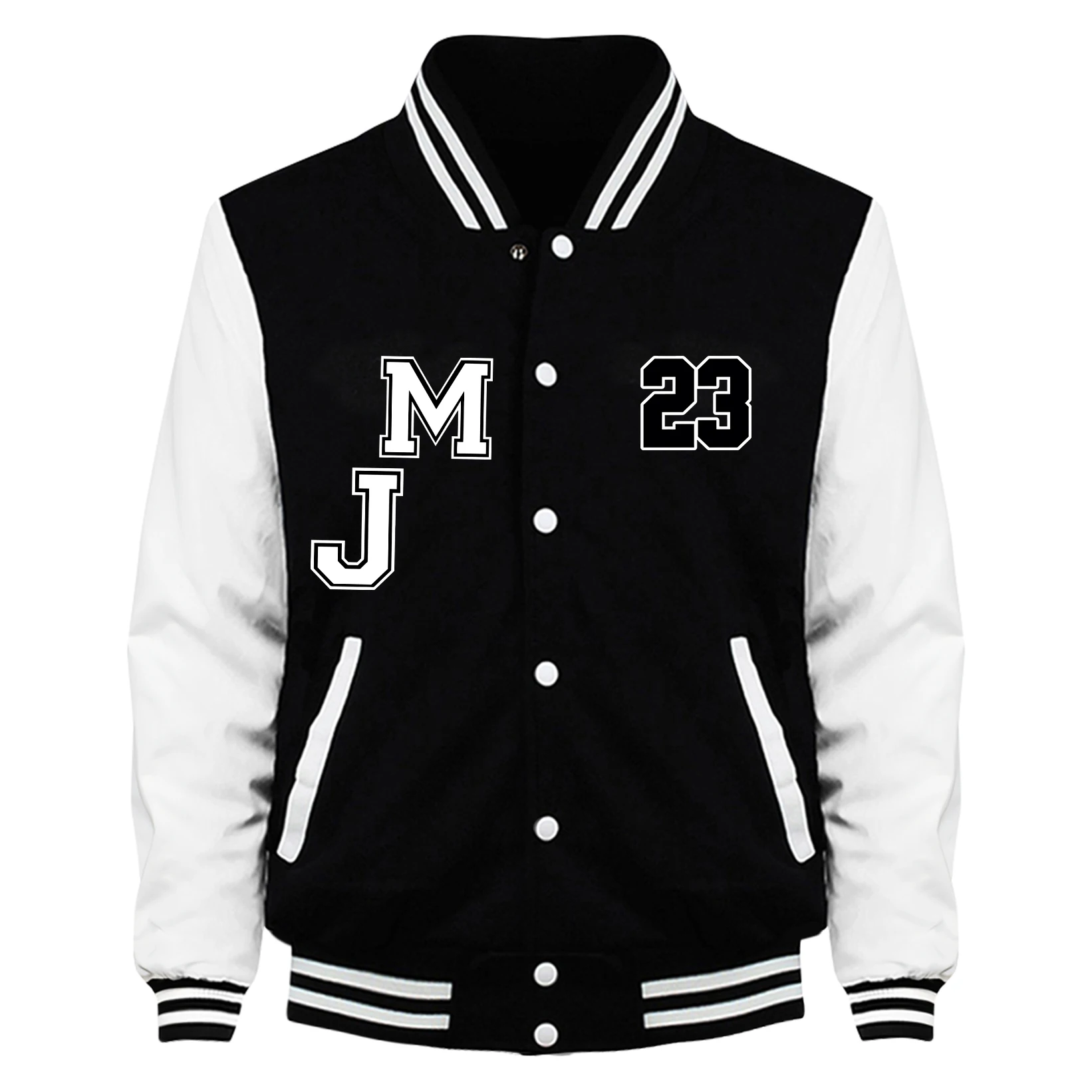 

Number 23 And Letter M J Print Baseball Uniform Men Hip Hop Street Jackets Fashion Pocket Loose Clothes Retro Man American Top