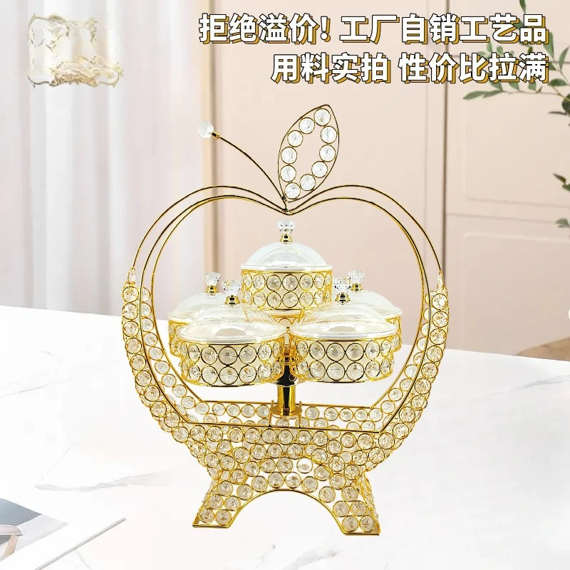 European Style Iron Art Fruit Basket Creative Single Layer Handheld Candy Tray Home Craft Ornament Light Luxury Coffee