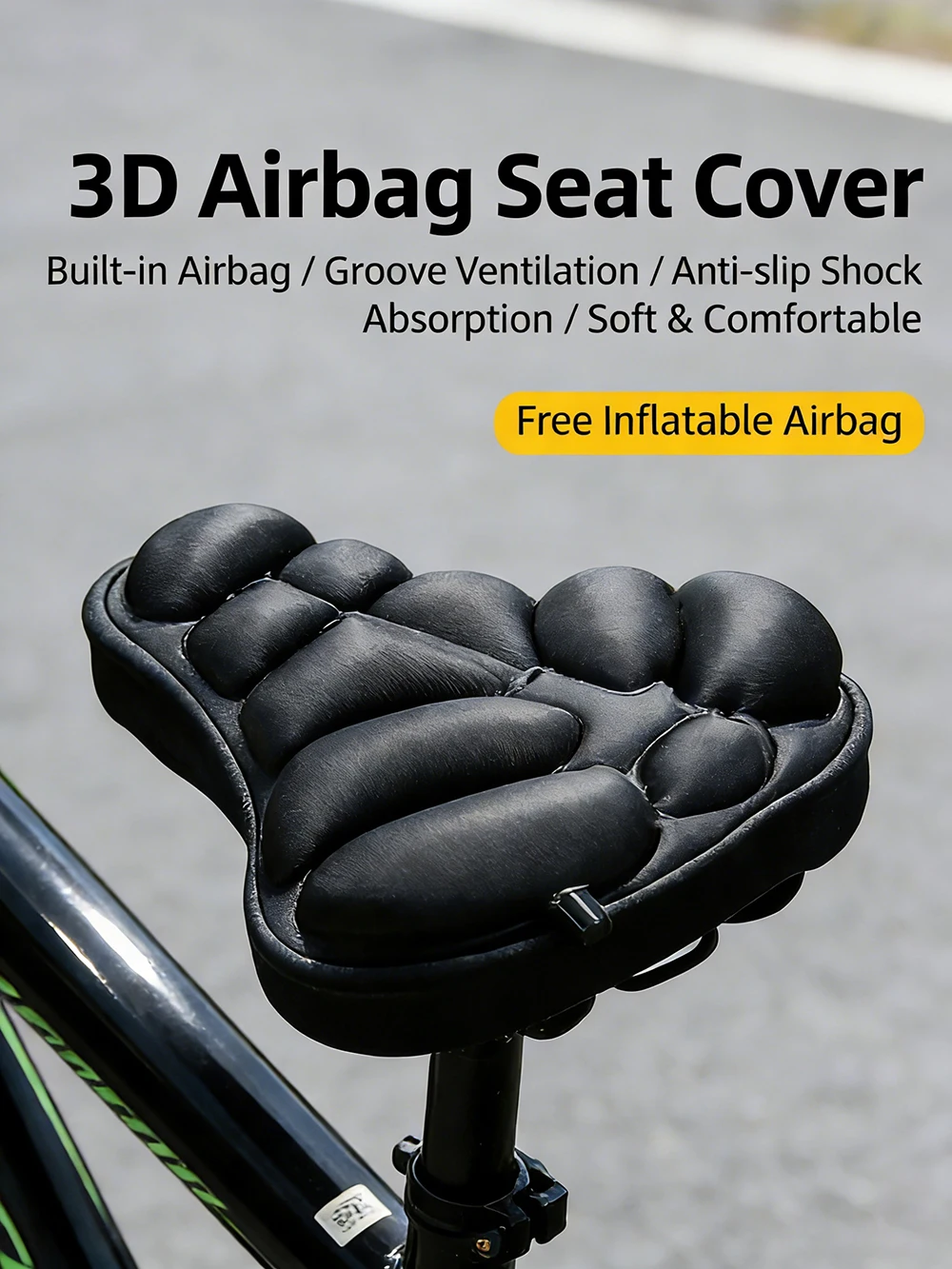 Bicycle Seat Cover 3D Inflatable Airbag Saddle Cover Adjustable Shock Absorption Cushion MTB Road Bike Accessories
