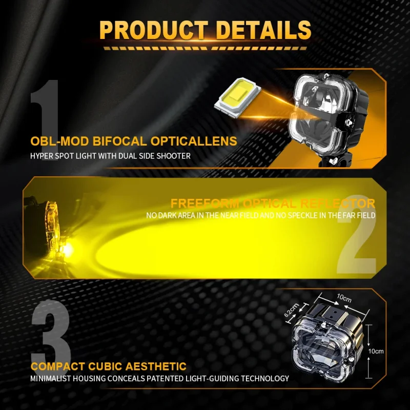 90W 6000LM Dual Color Strobe LED Spotlight For Motorcycle Mini Laser Driving Light