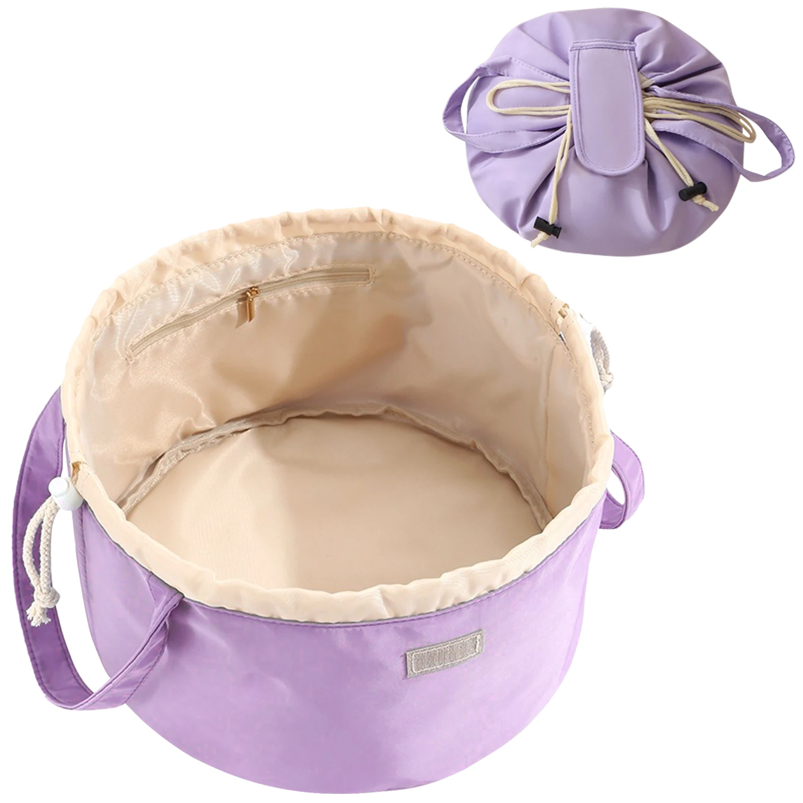 Large Capacity Upgraded Handheld Lazy Makeup Bag Drawstring Bag with Built in Small Pocket for Travel and Miscellaneous Storage