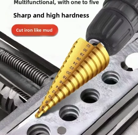 Titanium Step Drill Bit Set High Speed Stepped Drill Saw Tools Conical Stage for Metal Wood - Sizes 3-12mm 4-12mm 4-20mm 4-32mm