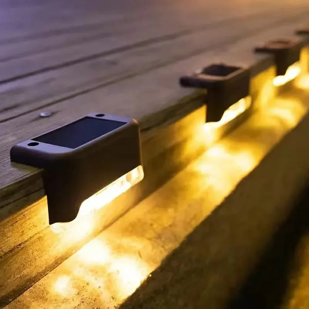 4Pcs Stair LED Solar Lamp Waterproof Outdoor Garden Light Pathway Yard Patio Steps Fence Lamps Garden Decor Solar Light Outdoors