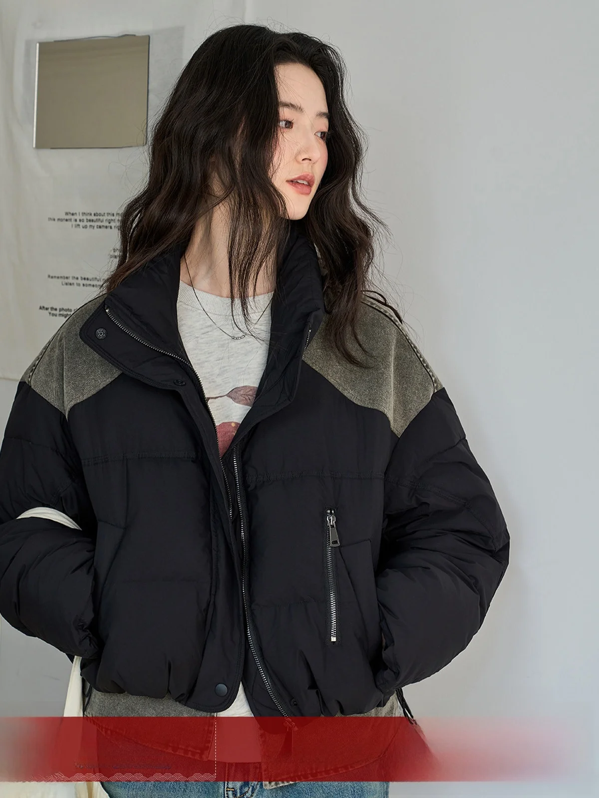 

MoZa Bla ort Thiened Du down Jaet Women's Winter New Sle Small Size Warm Coat Korean Sle Commute Wind Pure Color