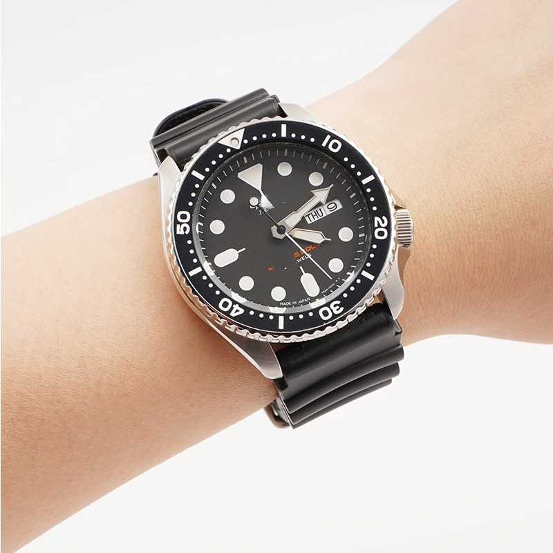 Silicone Watch Band 20 22mm for Seiko Diving SKX 007 009 Abalone Canned Waterproof Sports Strap Ring Clasp Pin Buckle Withlogo