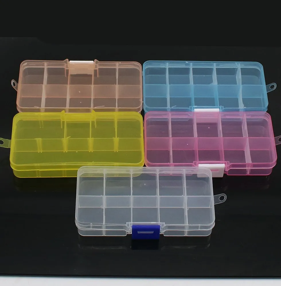 10 Slots Separable Colorful Portable Jewelry Tool Storage Box Container Ring Electronic Parts Screw Beads Organizer Plastic Box