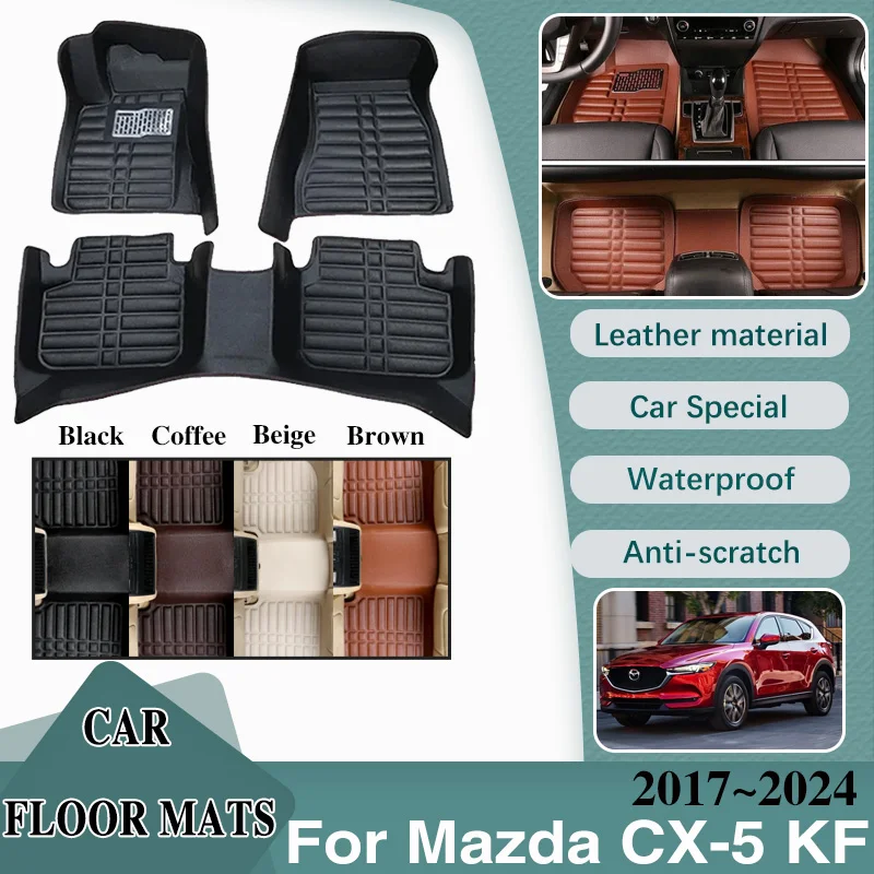 

For Mazda CX-5 KF CX 5 CX5 2017 2018 2019~2024 Car Foot Part Custom Floor Mat LHD Leather Panel Liner Carpet Interior Accesories