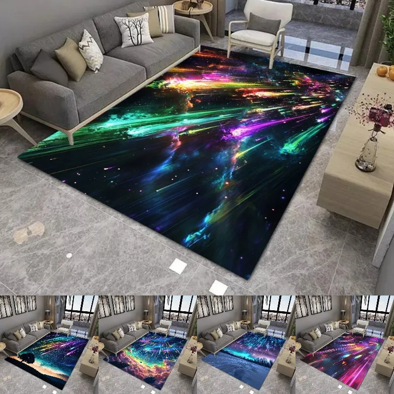 

Dreamy Meteor Print Large Area Rug Non-Slip Wear-resistant Carpet for Living Room Bedroom Soft Floor Easy Clean Mat Home Decor
