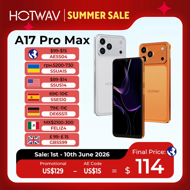 HOTWAV A17 Pro Max, Teléfono Inteligente Ultrafino de 6.75'' con Pantalla de 120Hz, Conector para Auriculares de 3.5mm, 4GB de RAM, 256GB de Almacenamiento, Android 15, Batería de 5160mAh