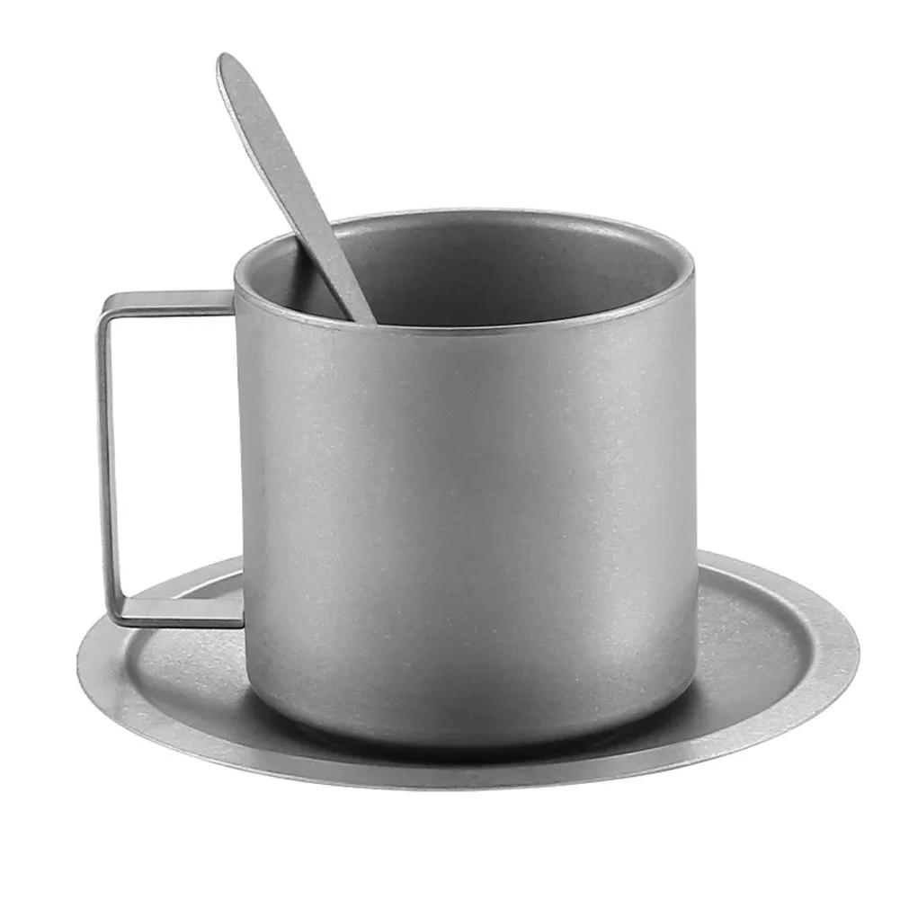 Double Wall Titanium Coffee Cup, Double-Layer Insulated Camping Mug, Outdoor Water Cup With Fixed Handle, Heat-Resistant, Smooth - view 3