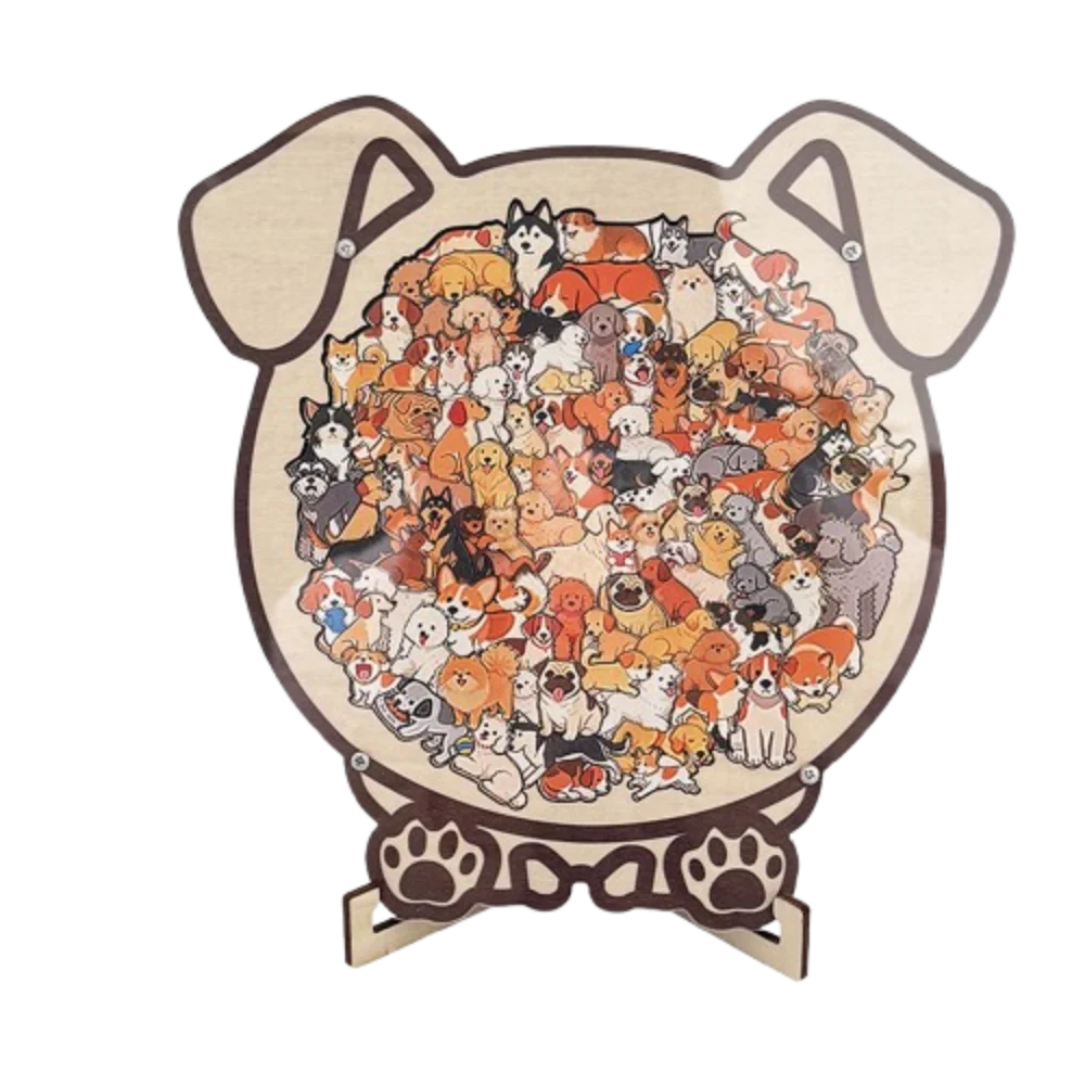 

Brain Burning Cat Wooden Puzzle Animal Puzzle Dog Cat-shaped Jigsaw Home Decor DIY Assembly Unique Irregular Puzzle