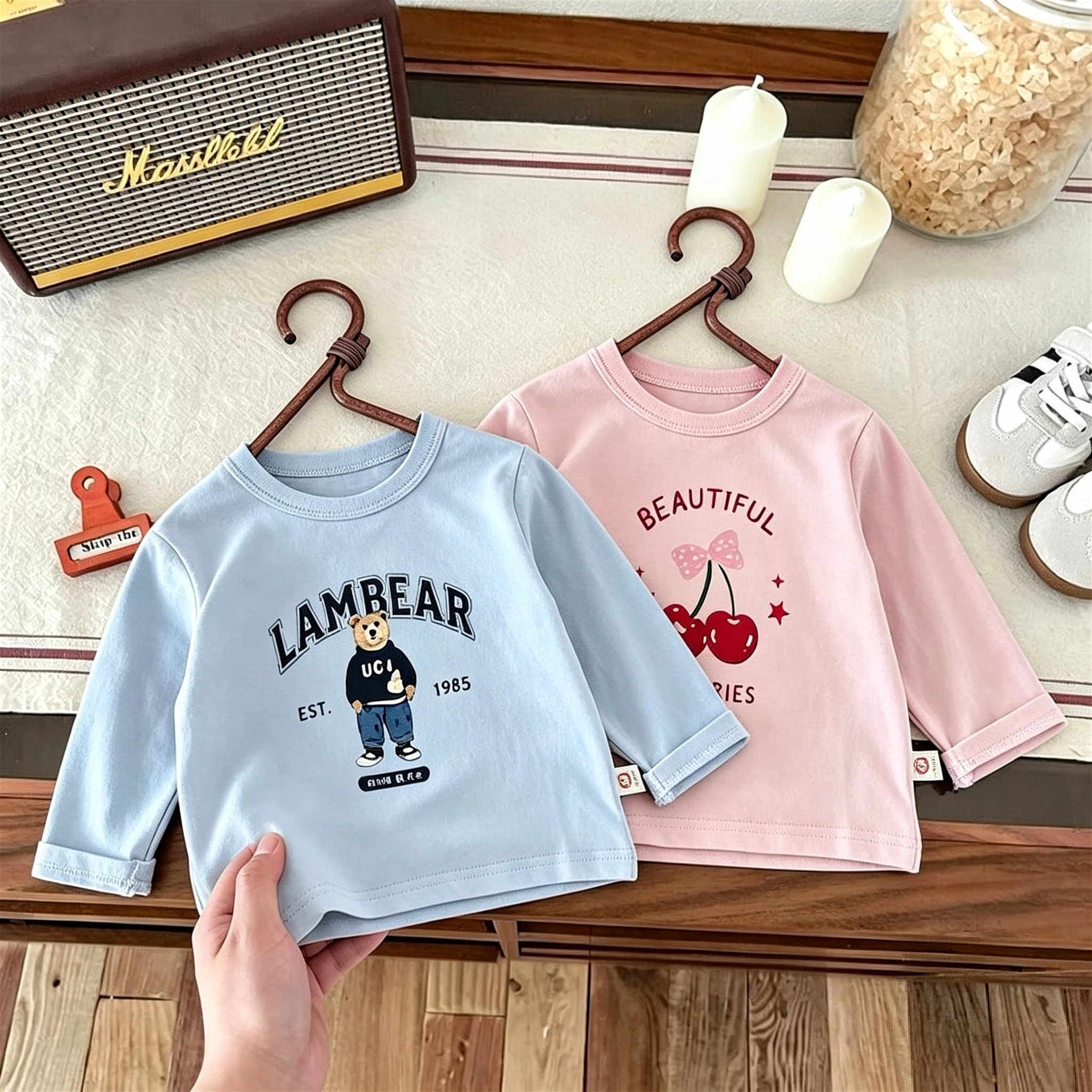 1-7 Year Old Baby Girls Clothes Long Sleeve Tshirts Tops Spring Fall Simple Casual Kids Base Shirts Crewneck Pullover Blouse