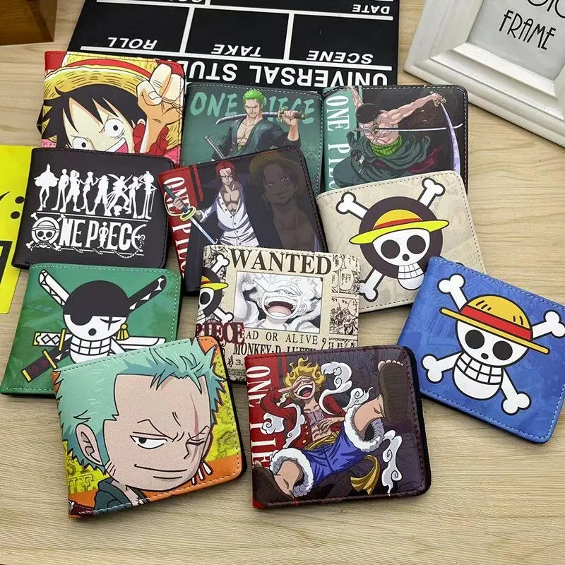 One Piece Anime Wallet Short Card Holder Coin Purse Cartoon Monkey D. Luffy Roronoa Zoro Men's and Women's Wallet Holiday Gift
