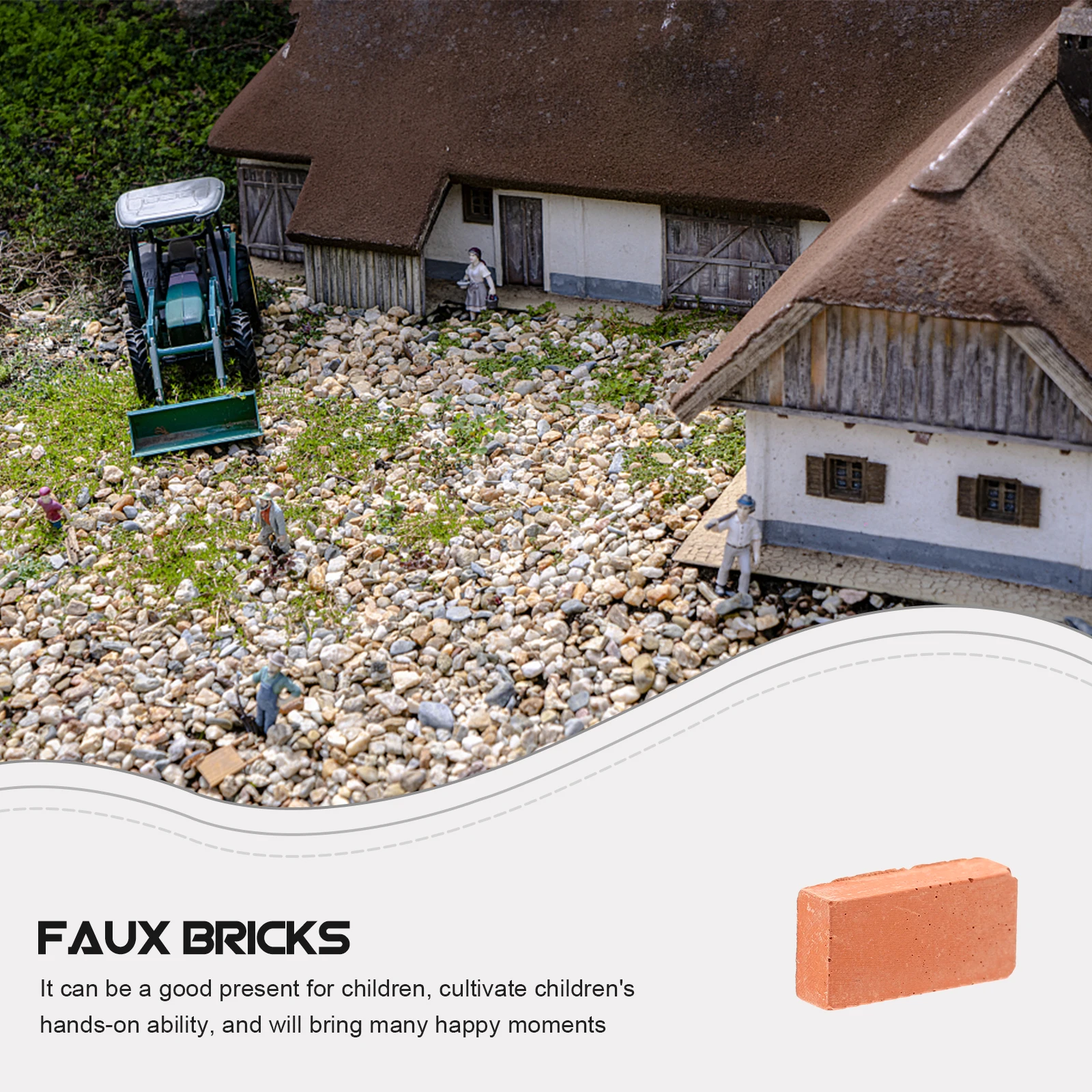 

200 Pcs Mini Red Bricks Building Miniature Small Simulation Rectangle House Supplies Little Decor Diy Garden Models