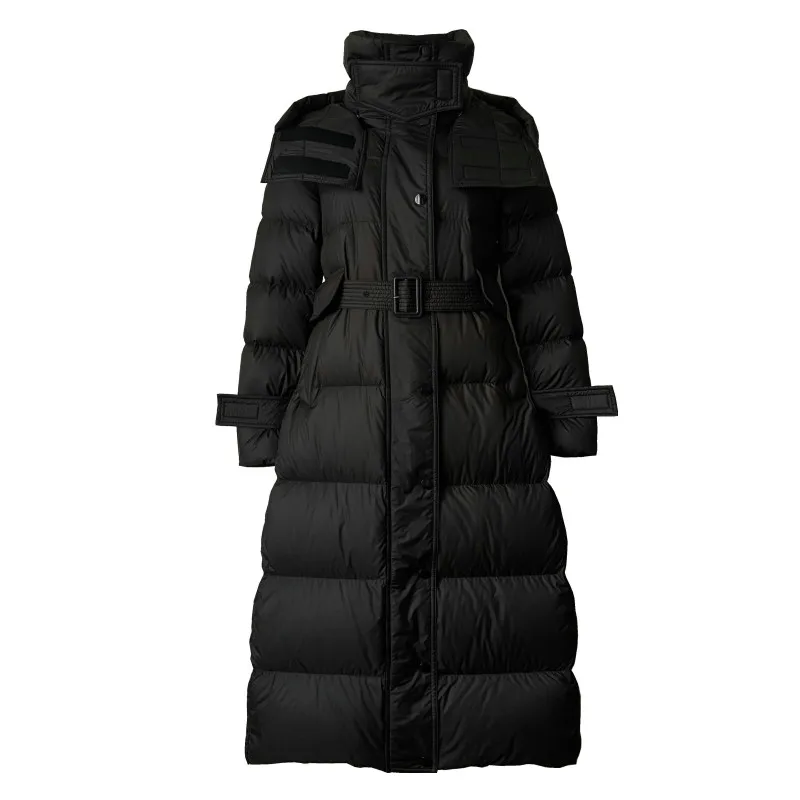 Stand Collar Women Down Coat Slim Long Elegant Female Puffer Jackets Thick Warm Waterproof Ladies Winter Down Outwear