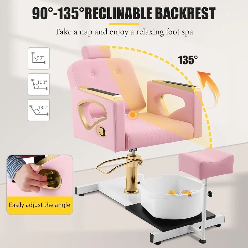 360 °   회전식 유압 페디큐어 스테이션 마사지 풋 스파 및 롤링 스툴 포함