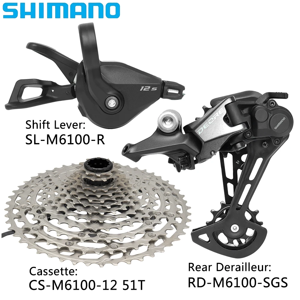 SHIMANO DEORE M6100 12 Speed Bicycle Derailleurs Right Shift Lever Rear Derailleur CS-M6100-12 51T Cassette for Mountain Bike