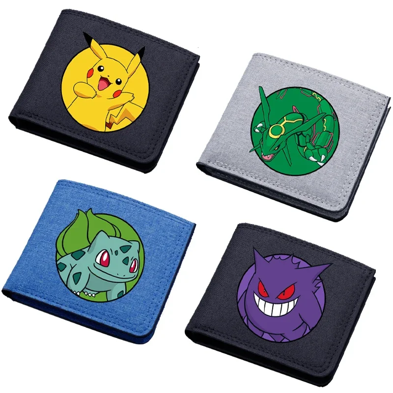 New Pokemon Wallets Pikachu Cartoon Printed Square Coin Purse Multi-purpose Wallet Folded Card Holder Children Christmas Gifts