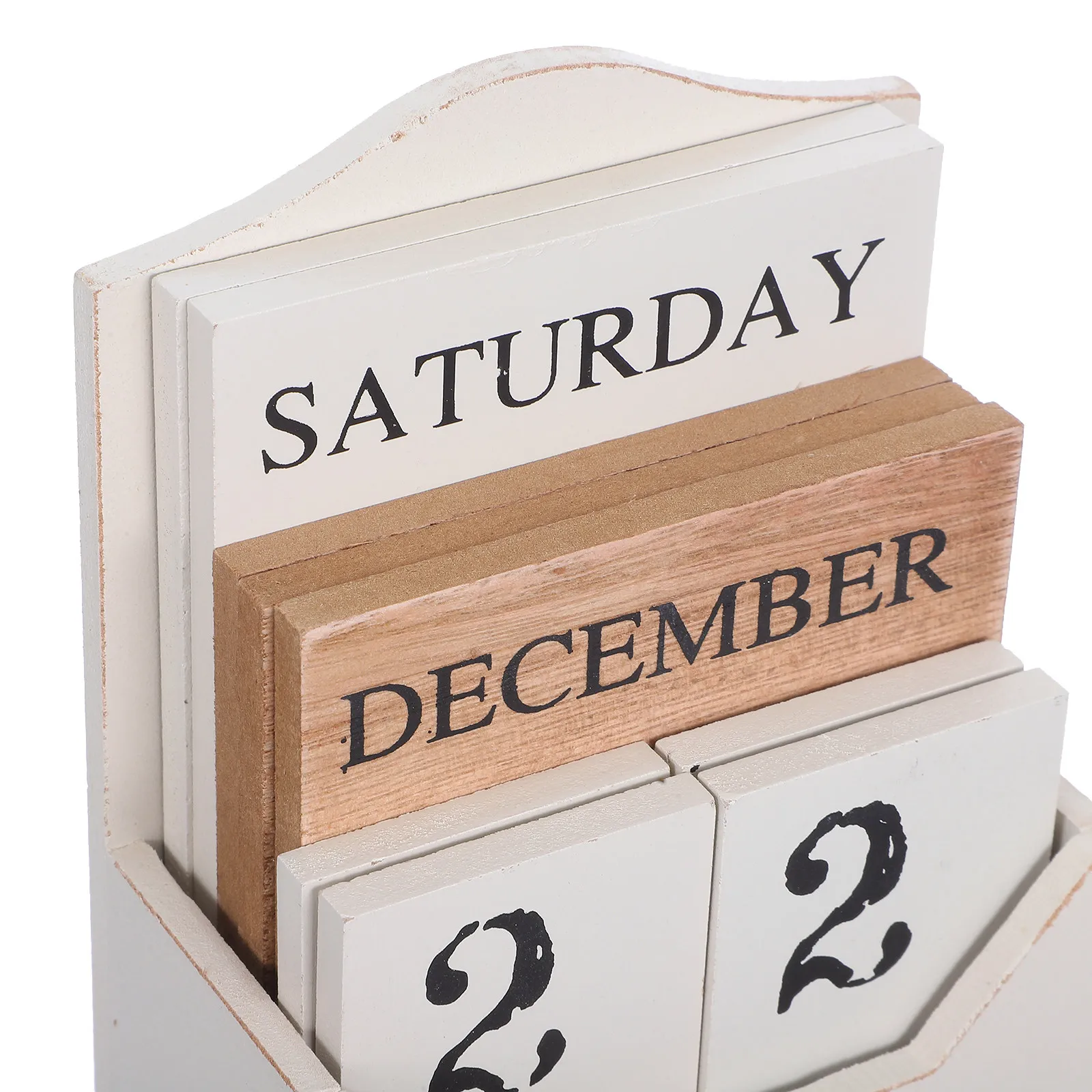 Perpetual Wood Block Calendar for Desk Solid Wood Manual Flip Calendar Retro Home Office Decor Desktop Date Display Cube Style