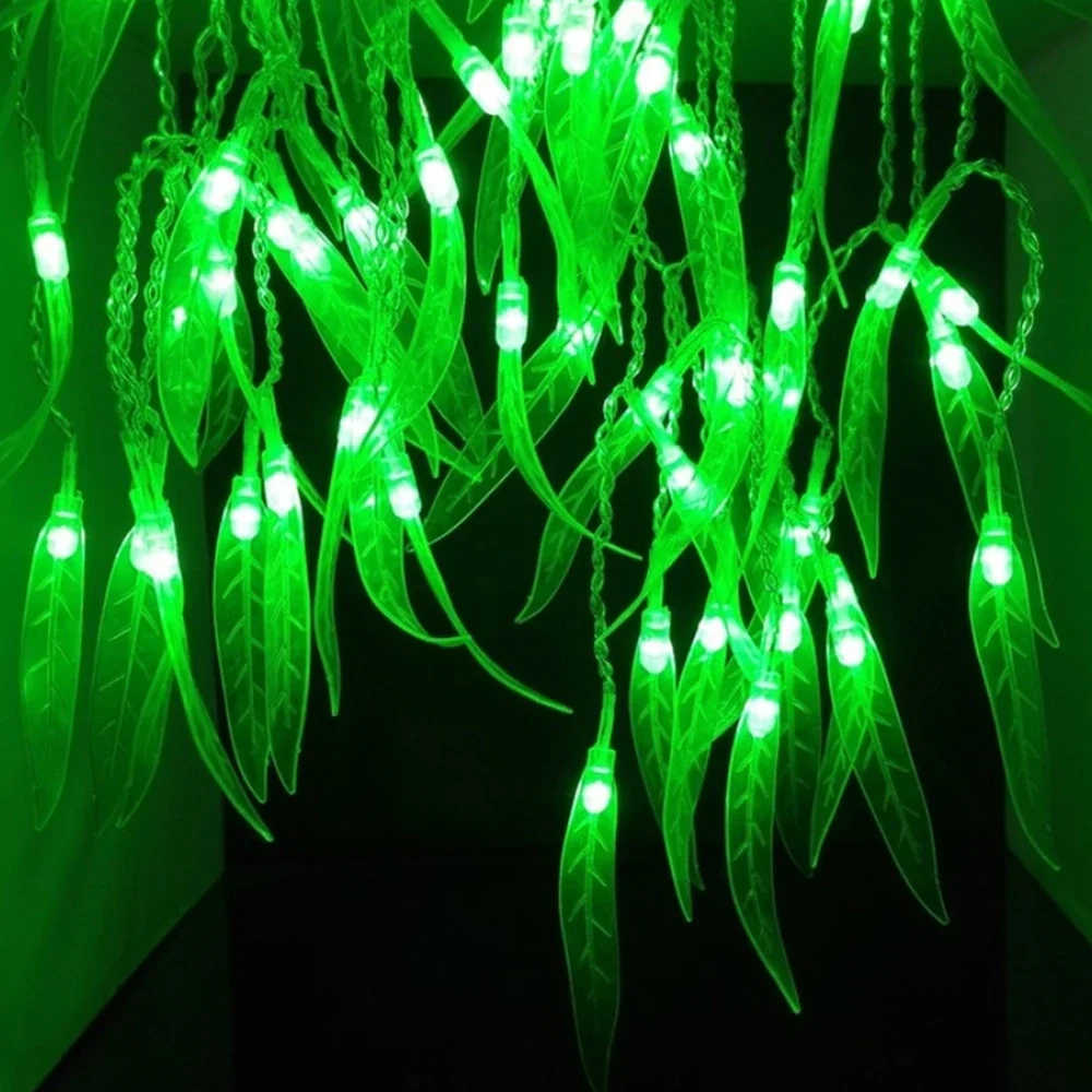 Leaf LED String Tree Green Willow Party 10M 100 Outdoor String Fairy Lights Holiday Bedroom Home Party Christmas Tree Novelty