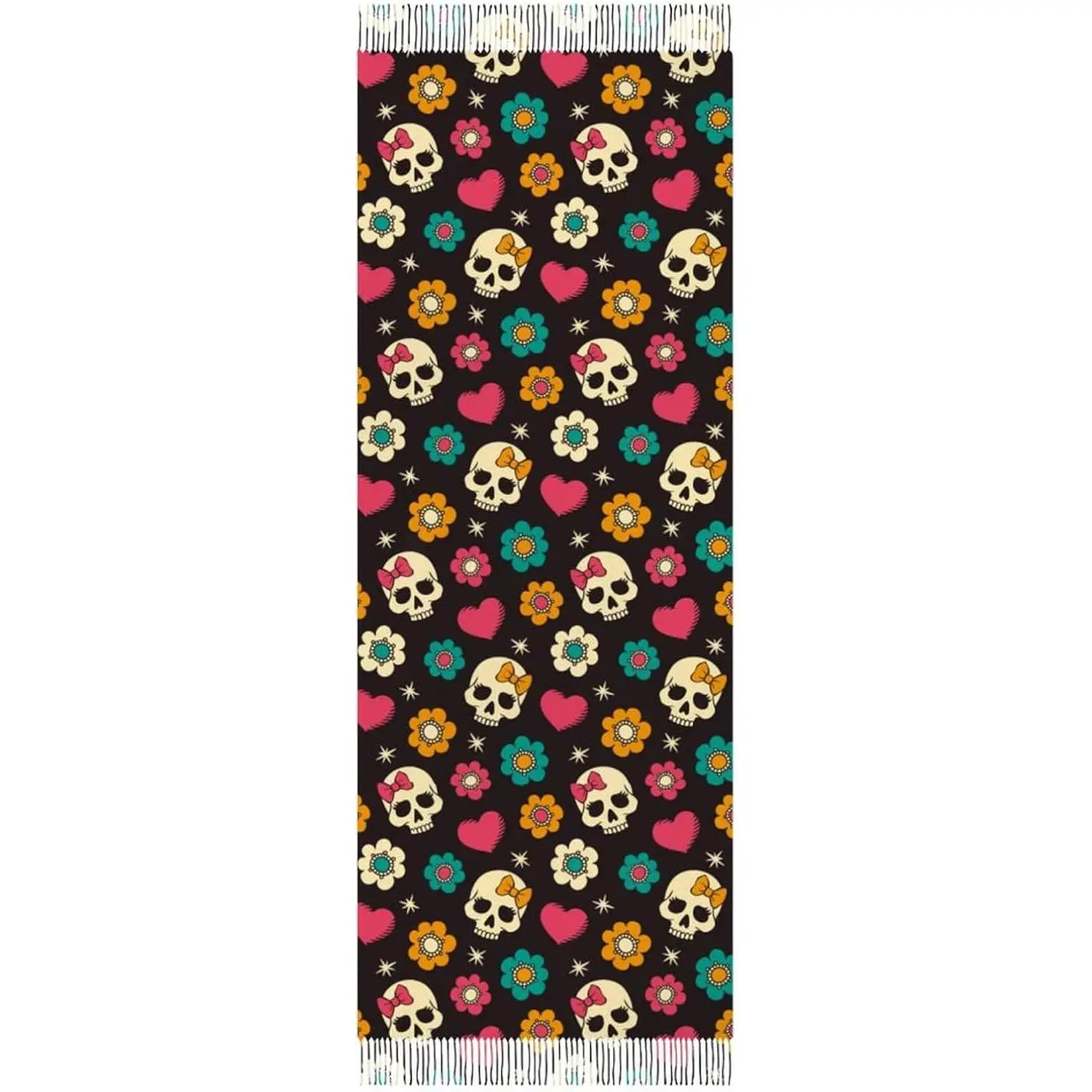 

Шали с кисточками, теплый мягкий зимний легкий кашемировый длинный шарф для женщин, подарки на каждый день, путешествия, офис, милый принт сахарных черепов