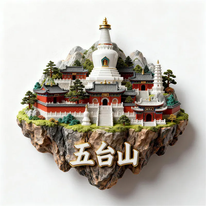 Mount Wutai, Shanxi Province, China 3D Metal Fridge Magnets Tourism Souvenirs Refrigerator Magnetic Stickers