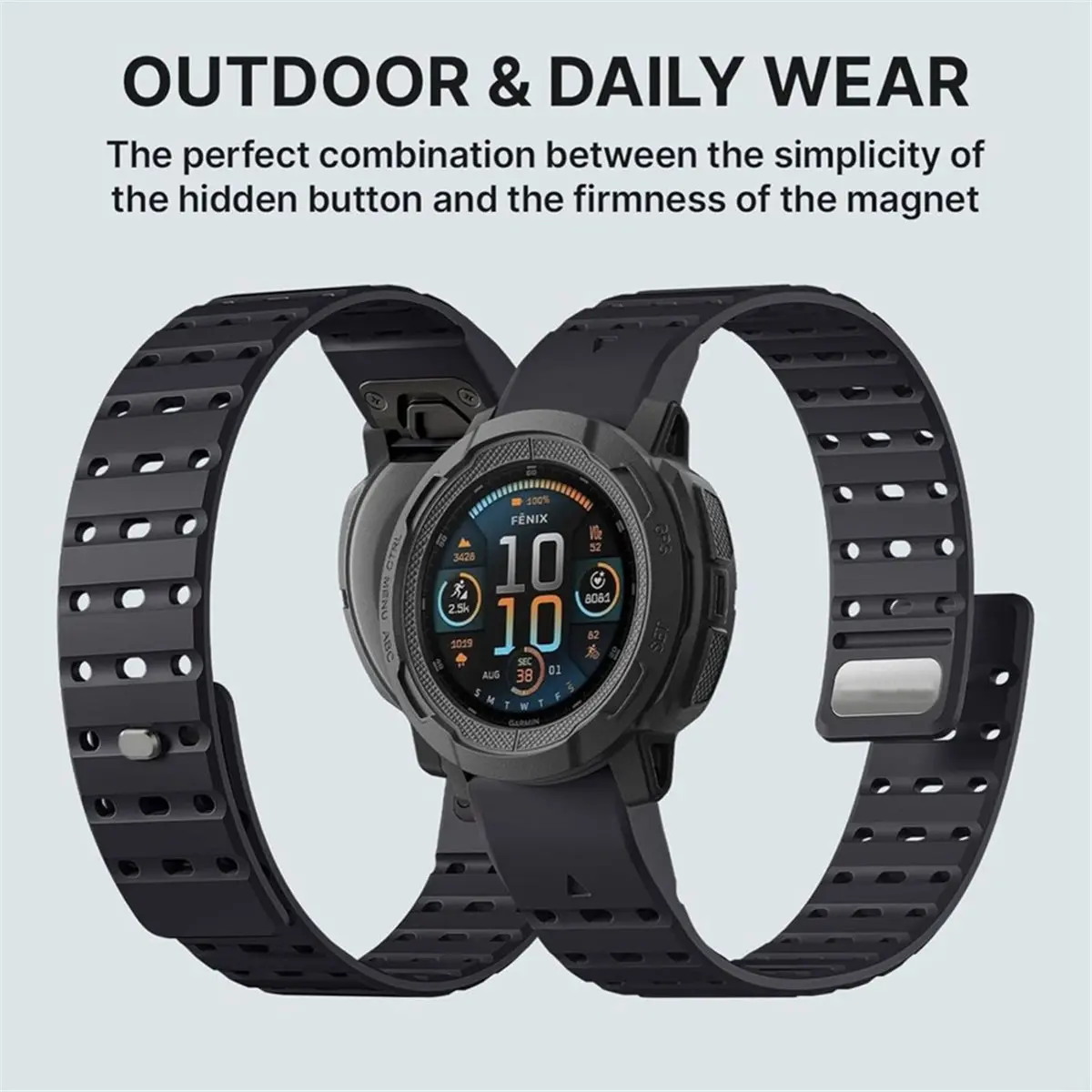 uyuy Soft Silicone Magnetic Watch Band for Garmin Sportwatch 22mm Quick Fit Strap for Fenix E/8 7/6/5/Forerunner 965/955 A