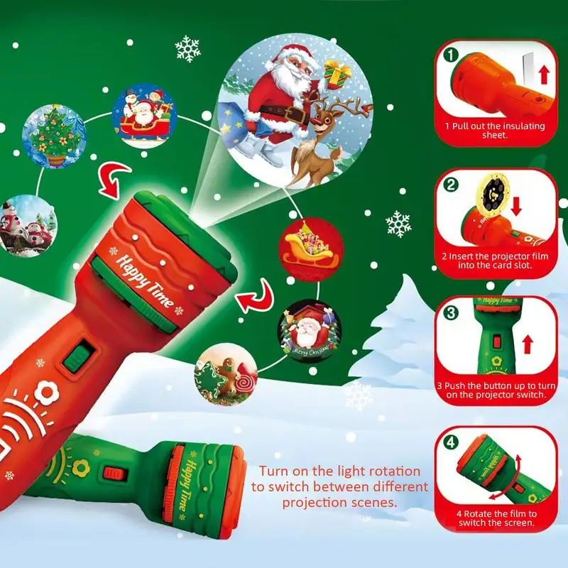 Linterna de decoración para niños, proyector deslizante de 24 imágenes, lámpara para vacaciones, regalos de Navidad, juguetes, luz nocturna, Año Nuevo, 2023