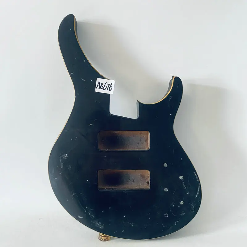 AB676  Active Pickup Electric Bass in Black Color Unfinished Bass Body Cream Color Binding Custom Order DIY Guitar Parts