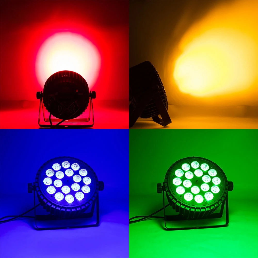 8 SZTUK LED Flat Slim Par Light 18x18 RGBWA UV 6in1 Par Light DMX 512 Stage Light DJ Professional for DJ Disco Bar Party Lighting