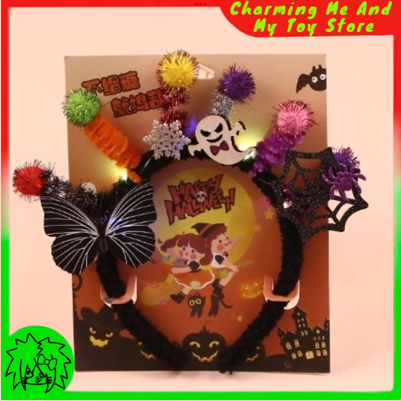 

New Product 2025 Halloween Glowing Pumpkin Skull Hair Card Glasses Mask Side Clip Festival Party Party Outfit Festival Gift