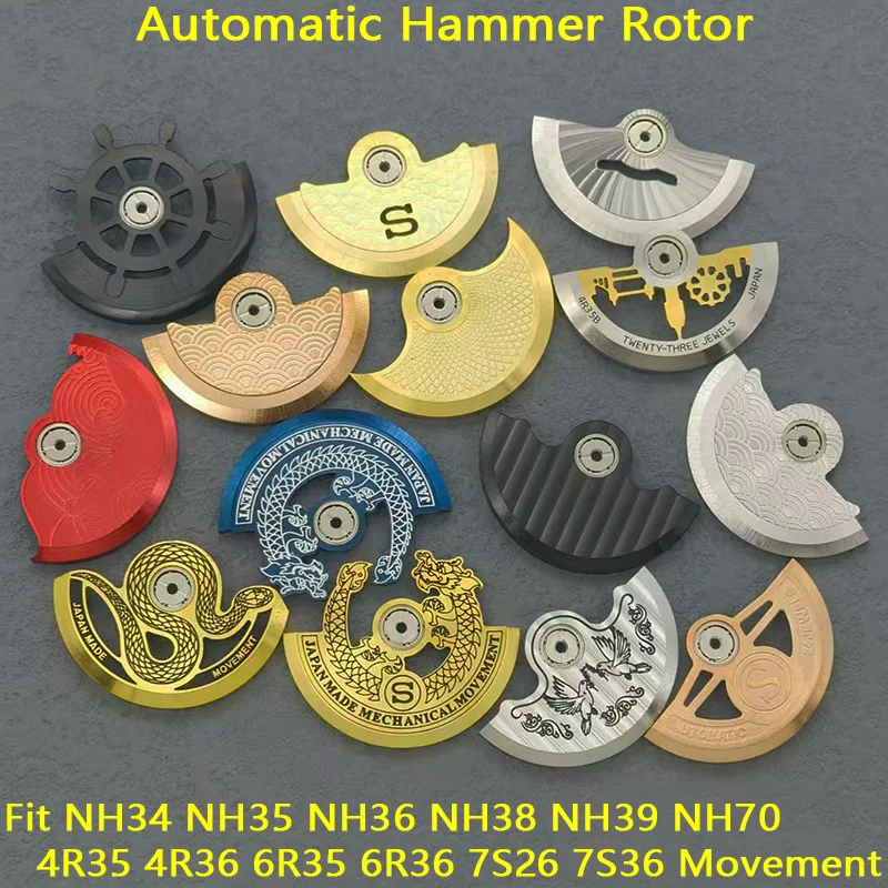 Customized Rotor NH35 Movement Rotor Fits NH36 NH38 4R35 7S26 NH35 Movement Pendulum Oscillating Weight Hammer Automatic Rotor