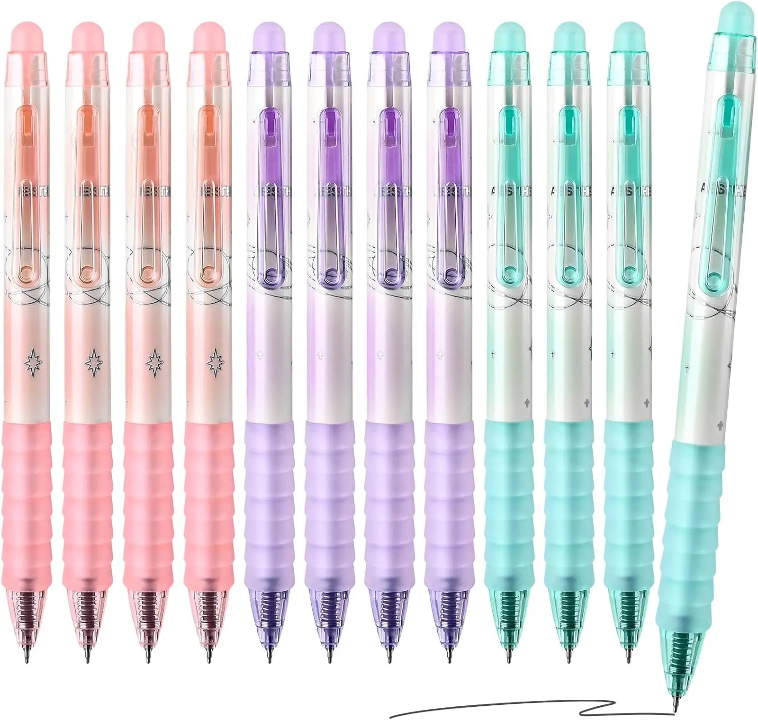 

12 шт. выдвижные стираемые гелевые ручки, гелевая чернильная ручка с ластиком, 0,5 мм, тонкая точка, гладкое письмо для ведения журналов, заметок
