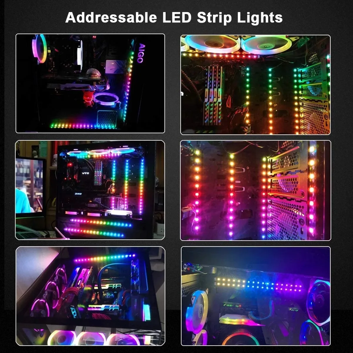 حالة الكمبيوتر 5 فولت ws2812 LED قطاع 3-Pin اللوحة مزامنة لتقوم بها بنفسك الهيكل RGB الضوء المحيط هالة مزامنة ضوء التلوث #6