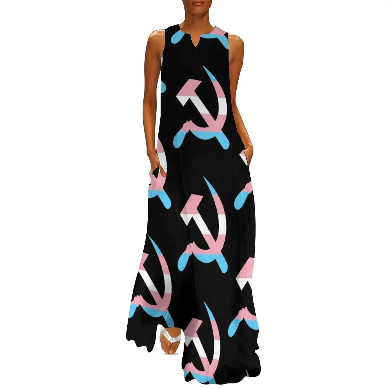 

Trans Pride Hammer and Sickle Long Dress birthday dress for women clothes for women Dress