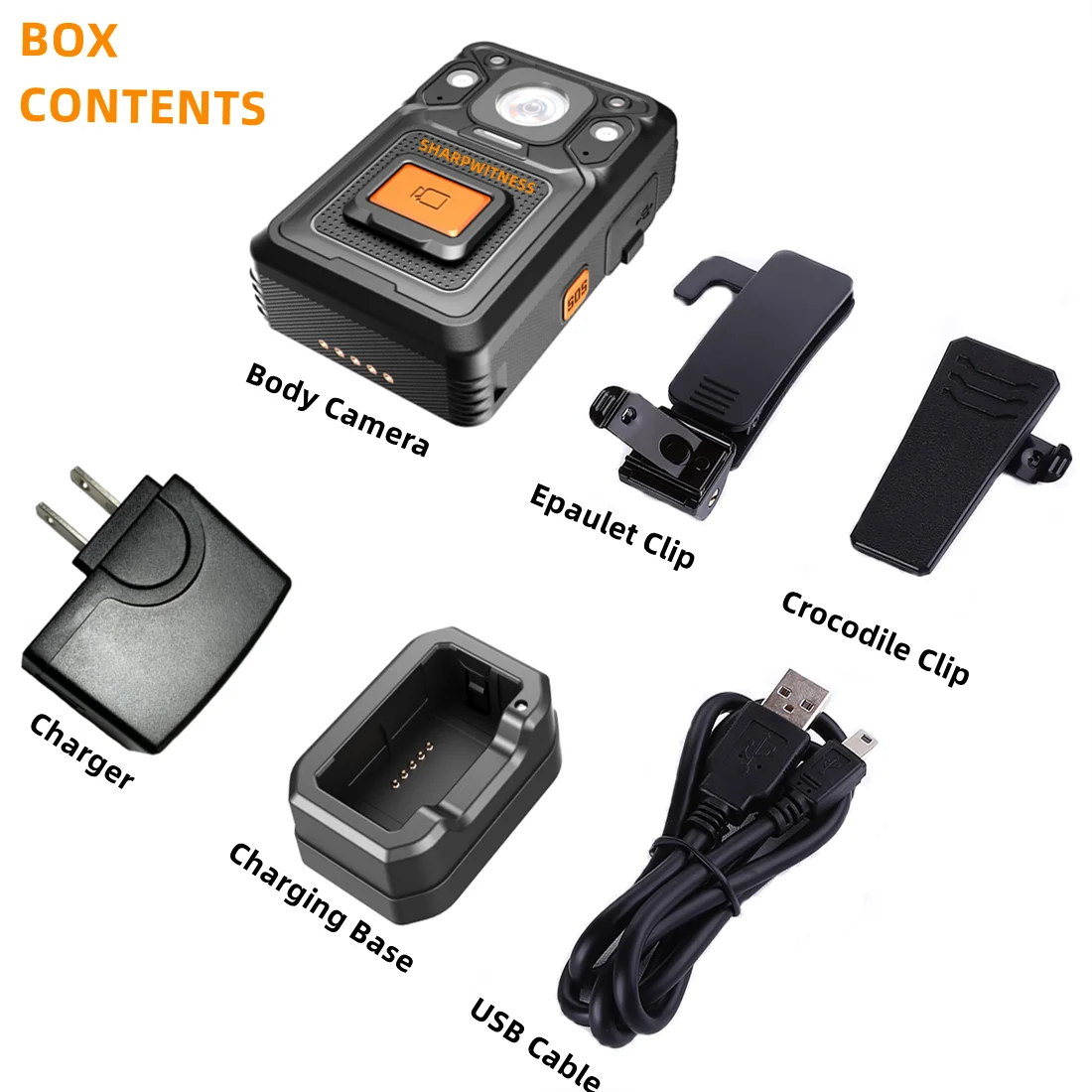 SHARPWITNESS 1440P Body Worn Camera GPS Video Recorder Front Big Recoriding Button Night Vision Police DVR