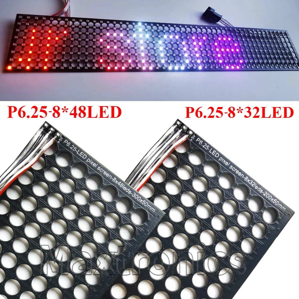 WS2812B LED-transparenter Bildschirm, vollfarbig, RGB 256/384 Pixel, Punktmatrix, SPI-Protokoll, 2020, Lampenperle für DC5V P6,25 LED-Panel-Schild