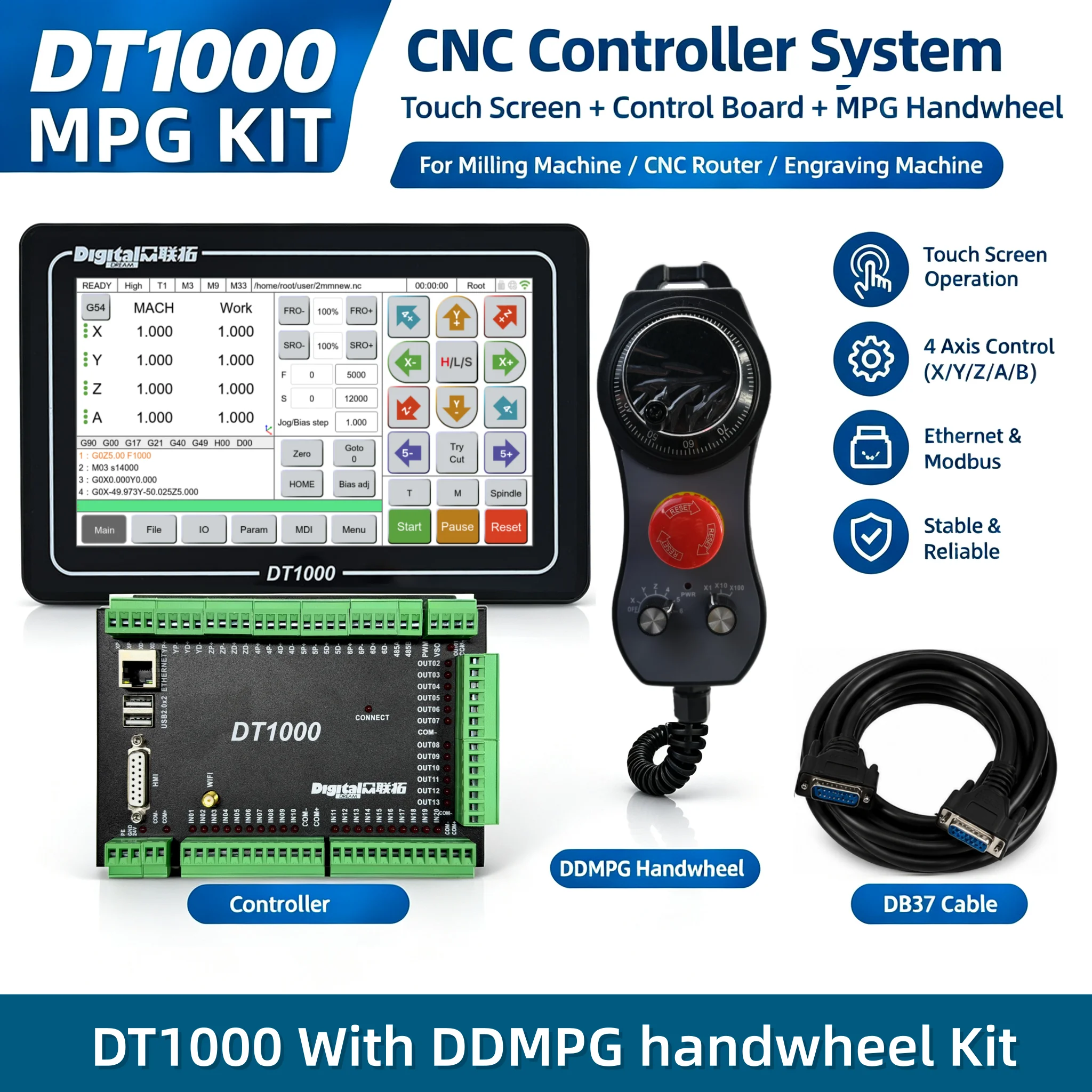DT1000 CNC Controller Kit 3/4/5 Axis with DDMPG 10