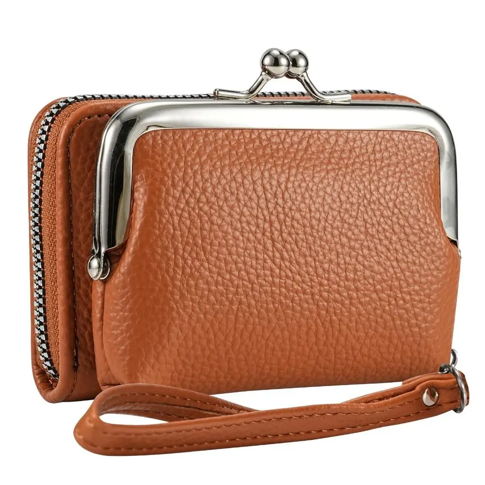 

New PU Leather Short Organ Wallet Wristlet Zipper Accordion Card Case Holder Compact Size Large Capacity Purse for Women