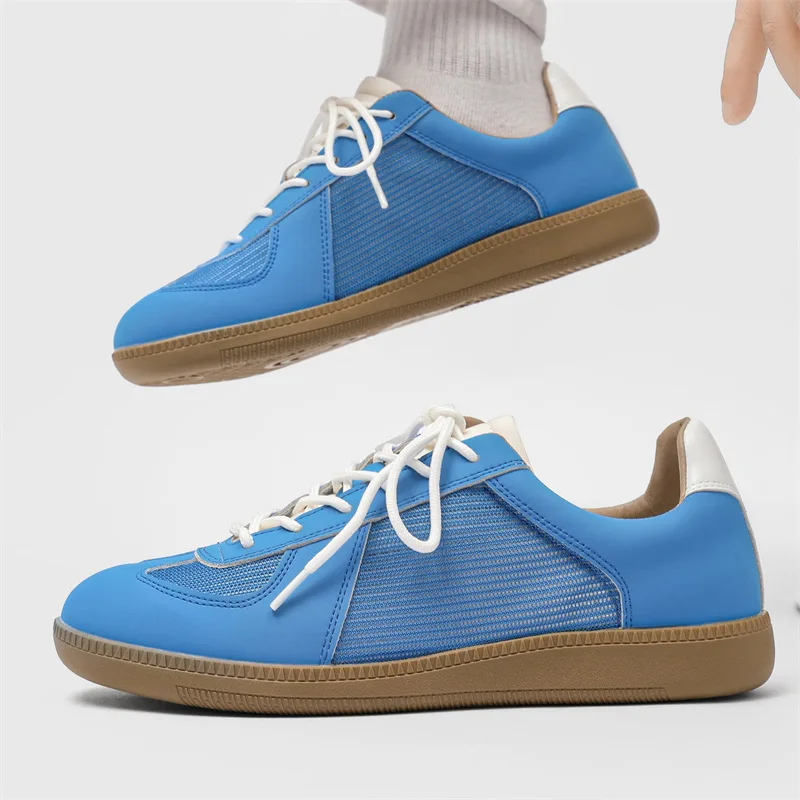 

High Quality Casual Shoes For Men Breathable Mesh Leather Board Sneakers Men Flats Footwear Walking Shoes Sports Size 38-46