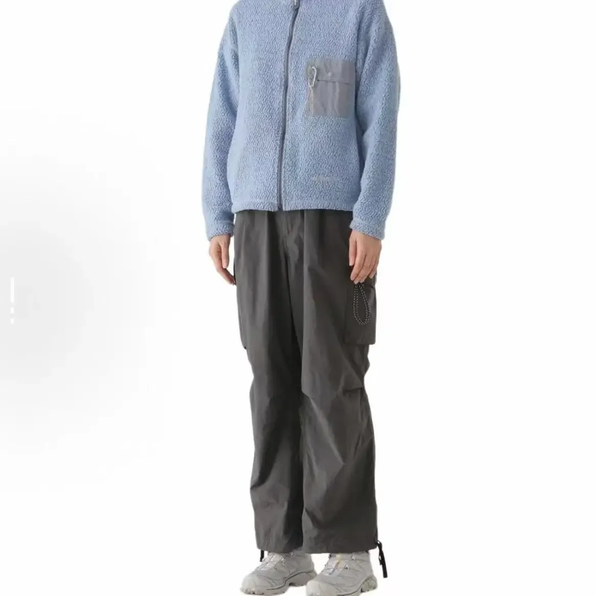 Men Women High Vis Reflective Triangle Multi-Pocket Baggy Wide Leg Trousers Casual Cargo Baggy Trousers Urban Outdoor