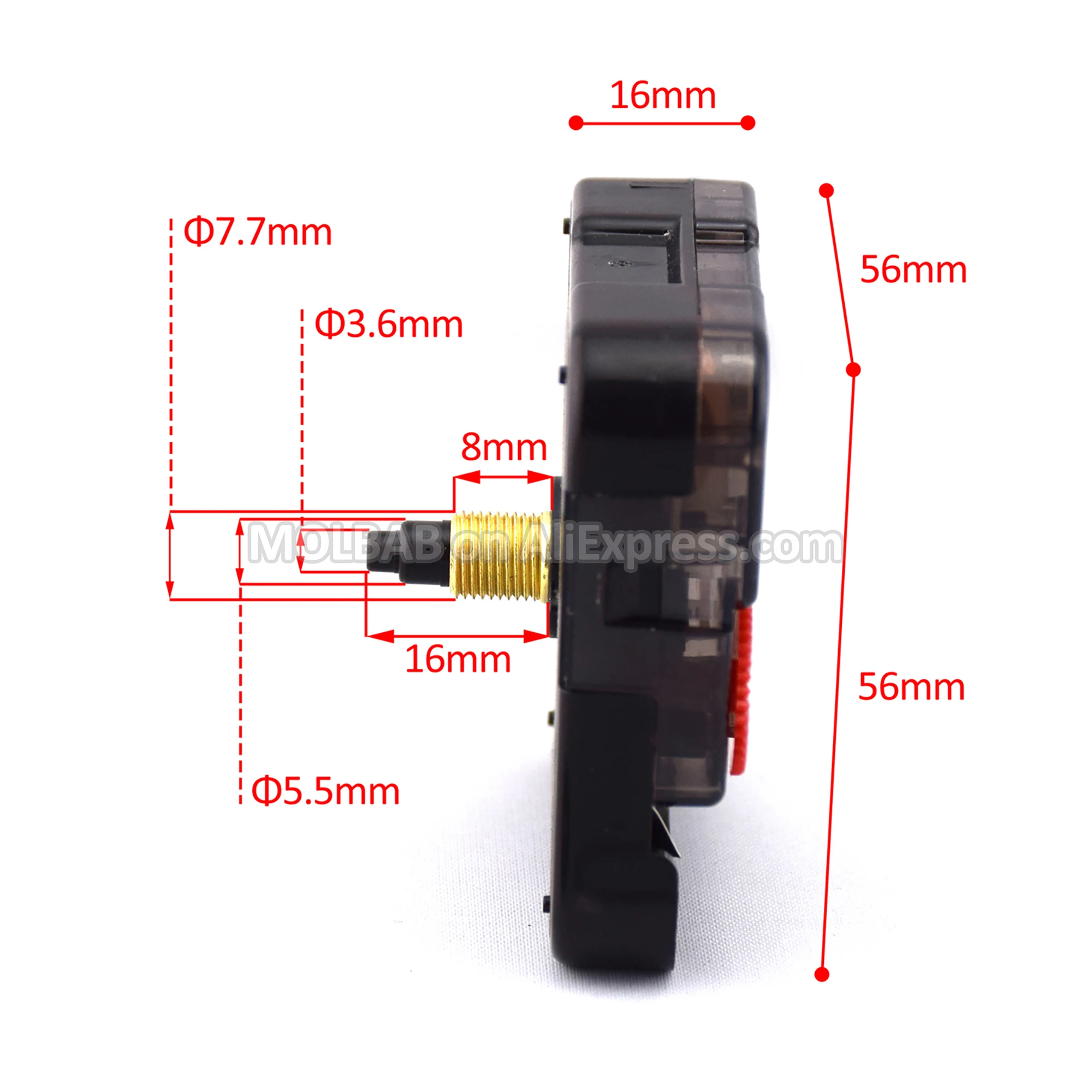 16mm Shaft Quiet Sweep Quartz Clock Movement Parts YOUNGTOWN 12888st DIY Wall Timepiece Mechanism