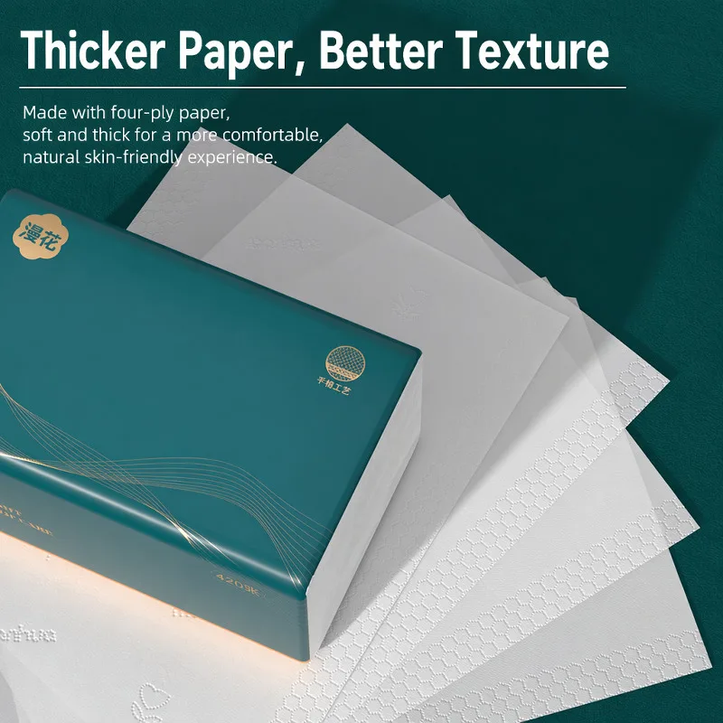 Manhua Facial Tissue 420 Sheets 4 Ply Thick Natural Wood Pulp Soft Bulk Disposable Household Napkins For Face Home Clean
